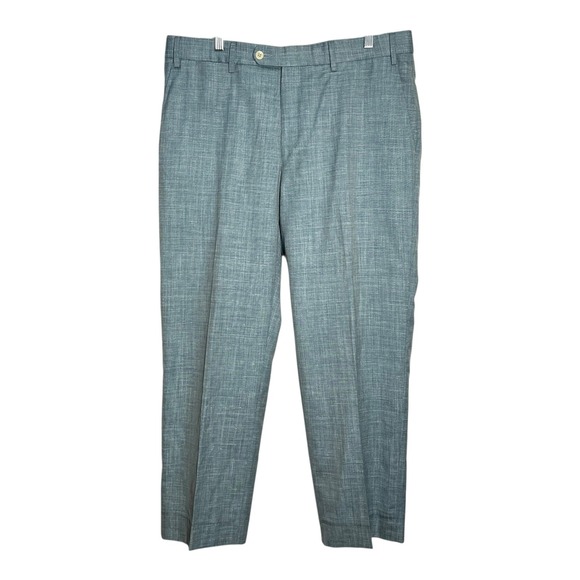 Bototo Giuseppe Mens 36x27 Wool Silk Linen‎ Blend Dress Pants Blue Pleated Italy